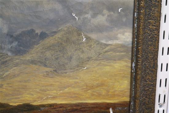 A Victorian oil on canvas, moorland scene, monogrammed VC, dated 1874, 14cm x 60cm